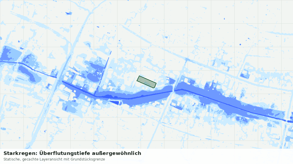 Statische Kartenansicht: Starkregen: Überflutungstiefe außergewöhnlich
