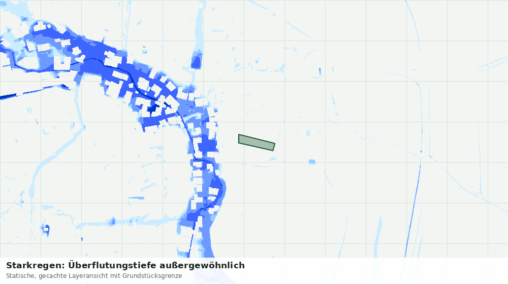 Statische Kartenansicht: Starkregen: Überflutungstiefe außergewöhnlich