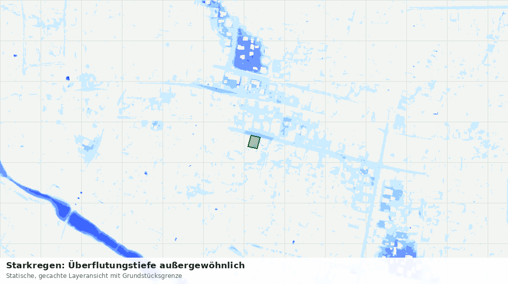 Statische Kartenansicht: Starkregen: Überflutungstiefe außergewöhnlich