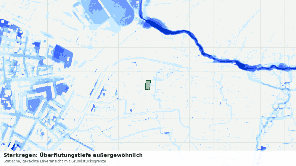 Statische Kartenansicht: Starkregen: Überflutungstiefe außergewöhnlich