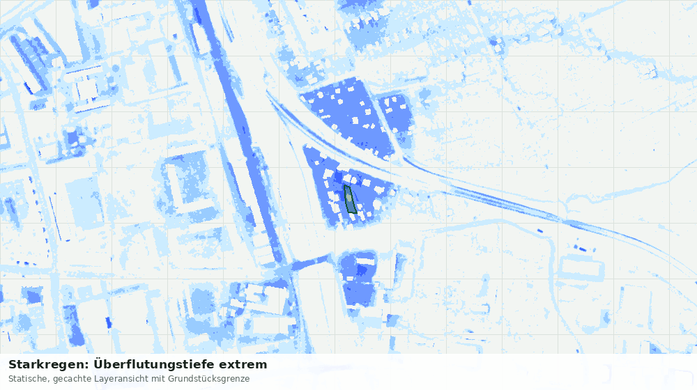 Statische Kartenansicht: Starkregen: Überflutungstiefe extrem