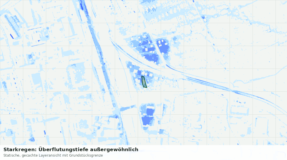 Statische Kartenansicht: Starkregen: Überflutungstiefe außergewöhnlich