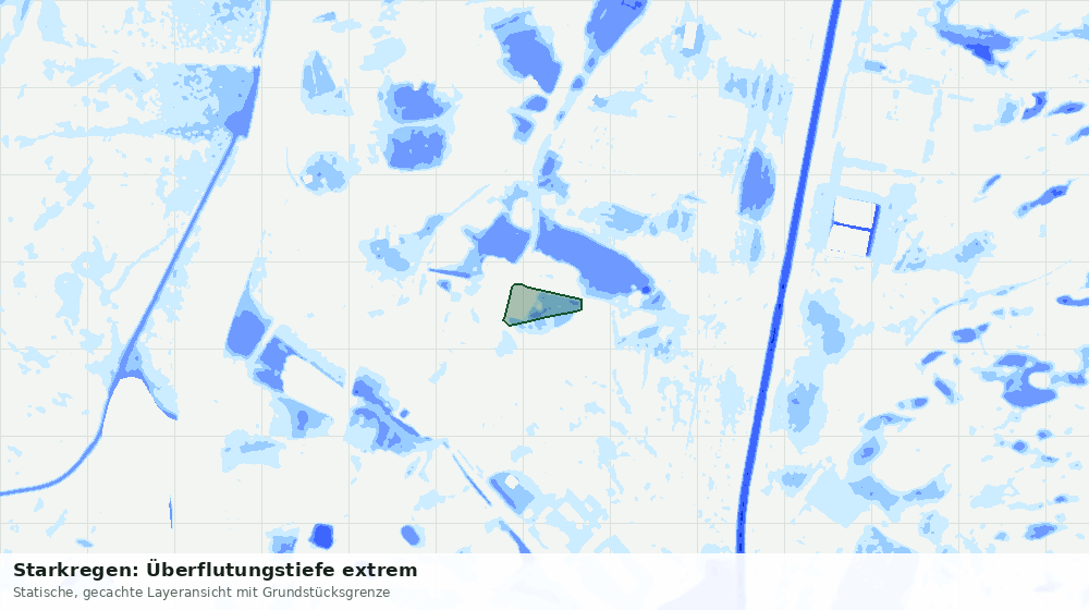 Statische Kartenansicht: Starkregen: Überflutungstiefe extrem