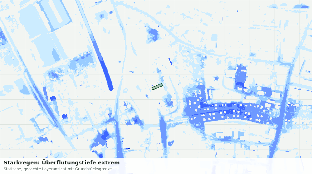 Statische Kartenansicht: Starkregen: Überflutungstiefe extrem