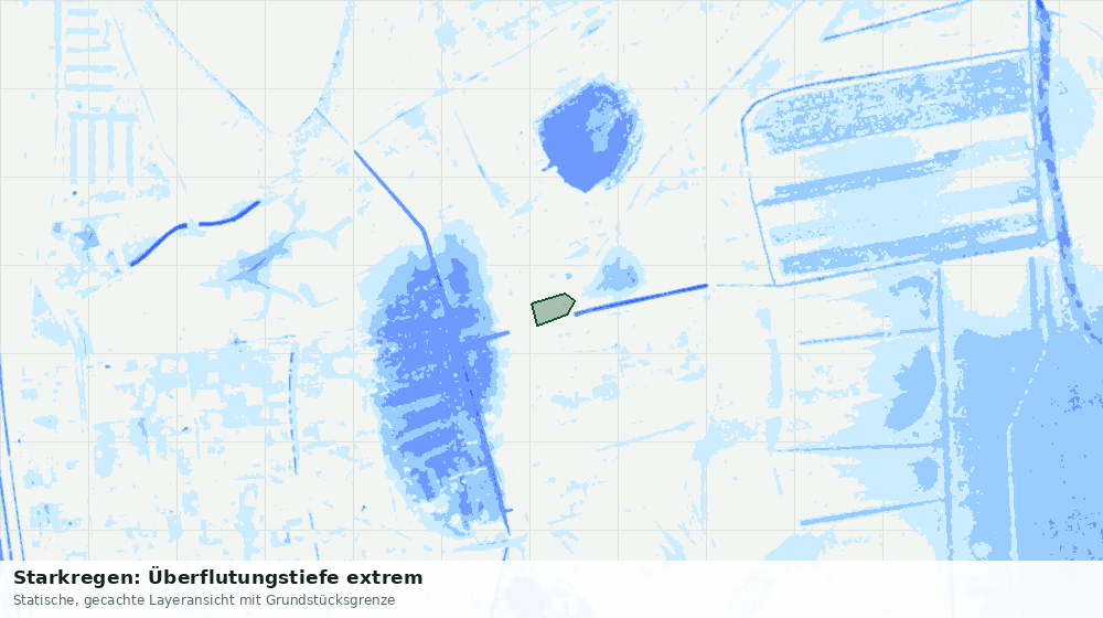 Statische Kartenansicht: Starkregen: Überflutungstiefe extrem