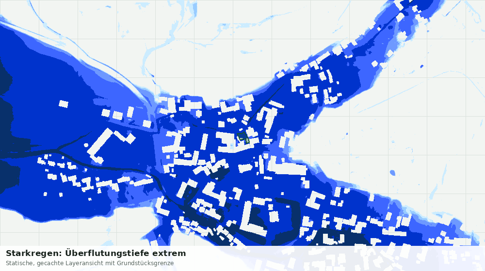 Statische Kartenansicht: Starkregen: Überflutungstiefe extrem