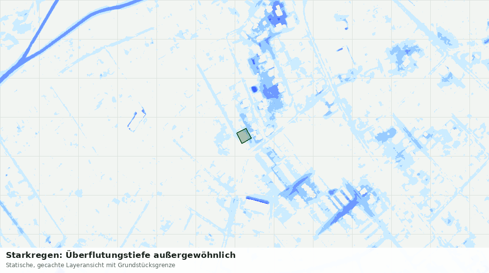 Statische Kartenansicht: Starkregen: Überflutungstiefe außergewöhnlich
