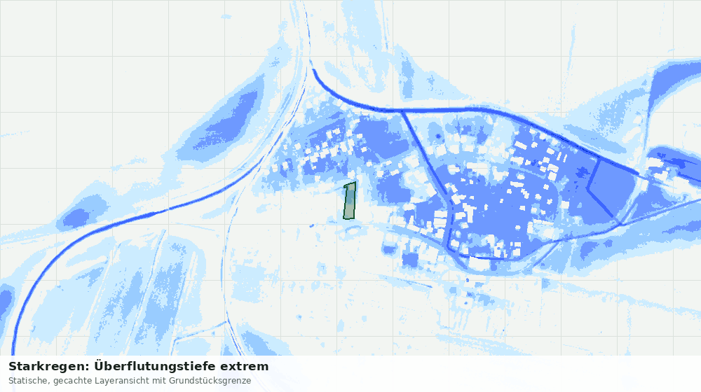 Statische Kartenansicht: Starkregen: Überflutungstiefe extrem