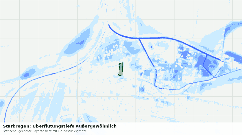 Statische Kartenansicht: Starkregen: Überflutungstiefe außergewöhnlich