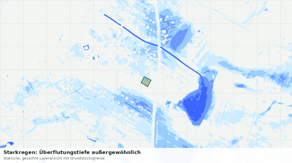 Statische Kartenansicht: Starkregen: Überflutungstiefe außergewöhnlich
