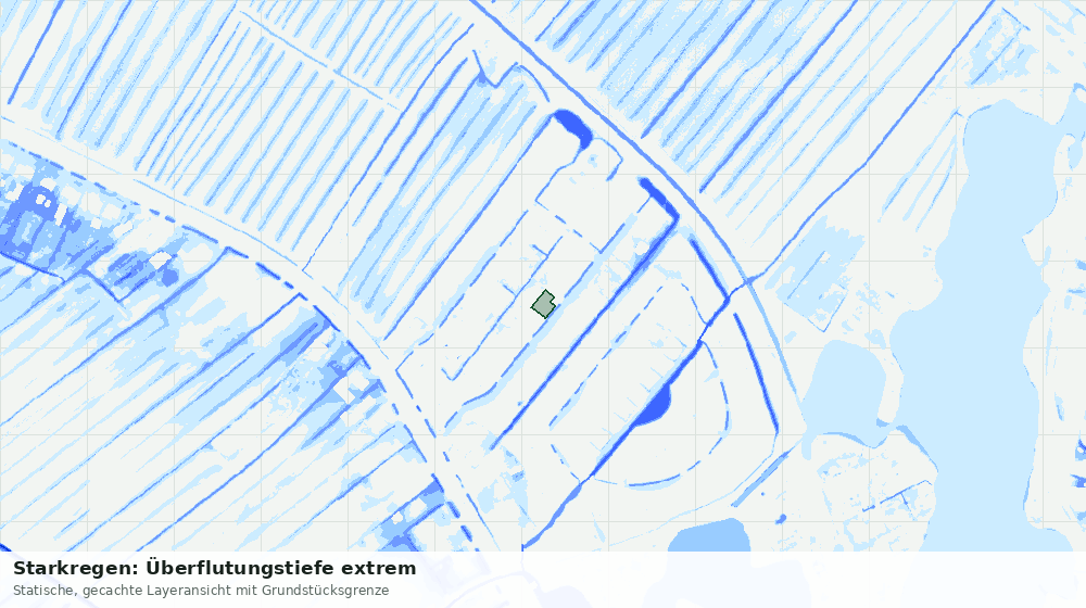 Statische Kartenansicht: Starkregen: Überflutungstiefe extrem