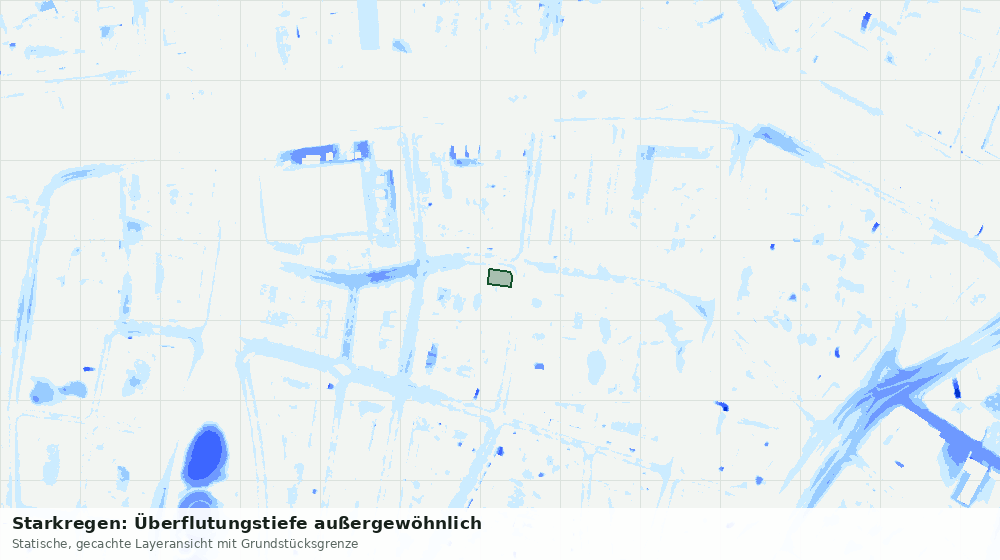 Statische Kartenansicht: Starkregen: Überflutungstiefe außergewöhnlich
