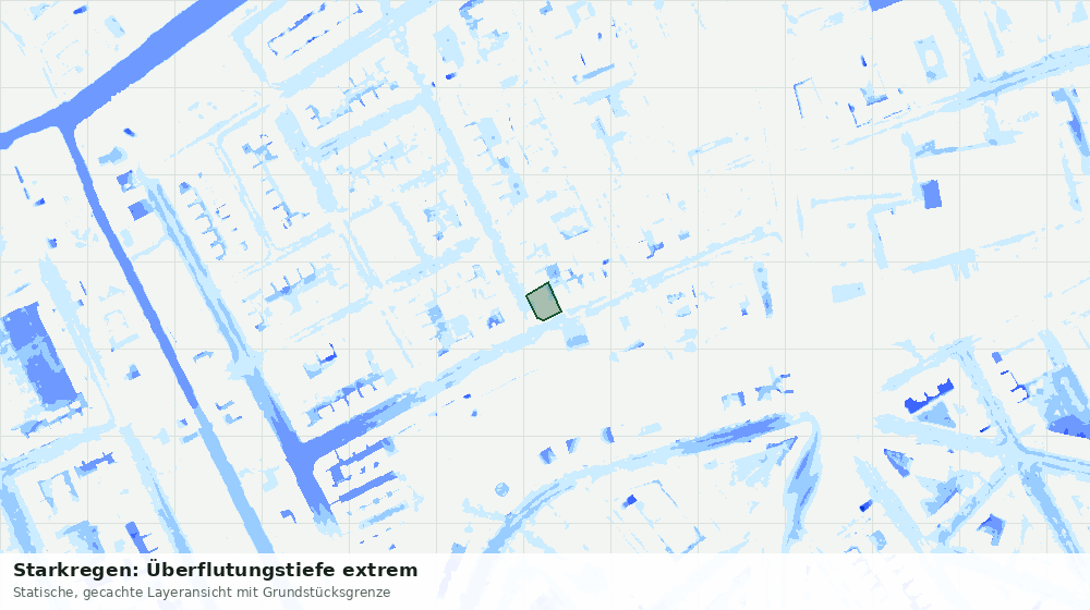 Statische Kartenansicht: Starkregen: Überflutungstiefe extrem