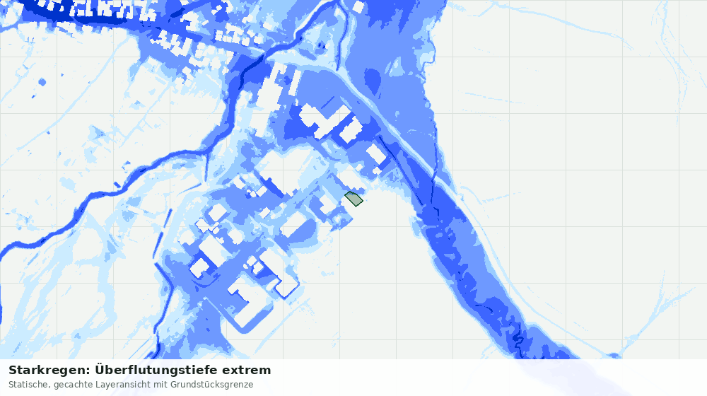 Statische Kartenansicht: Starkregen: Überflutungstiefe extrem
