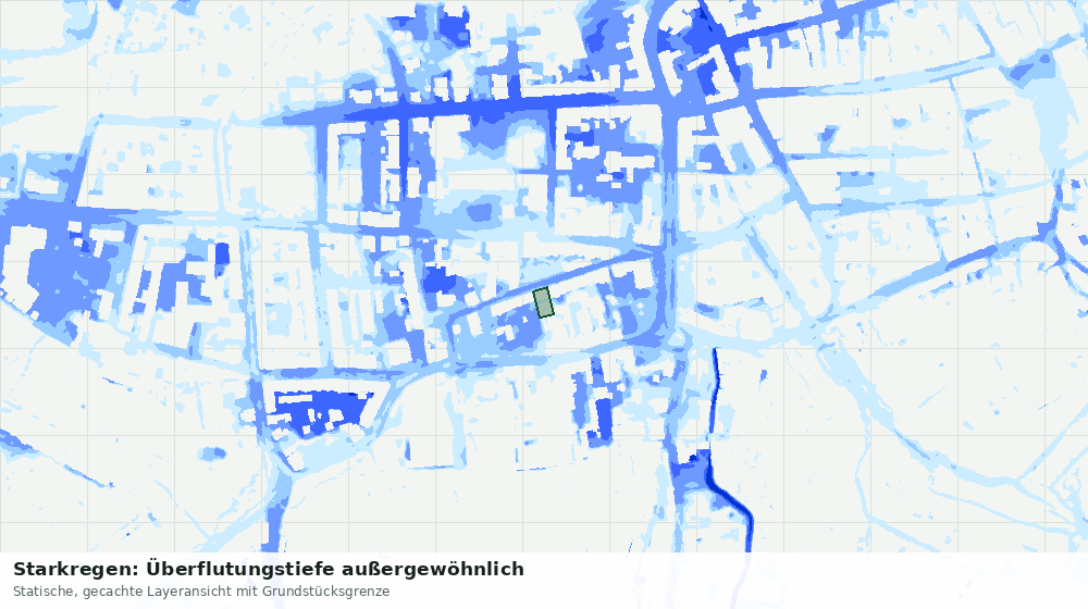 Statische Kartenansicht: Starkregen: Überflutungstiefe außergewöhnlich