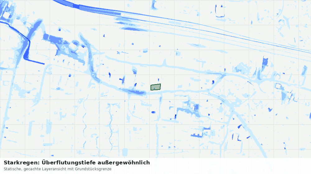 Statische Kartenansicht: Starkregen: Überflutungstiefe außergewöhnlich