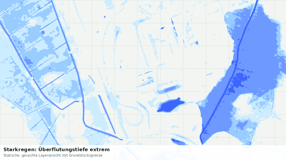 Statische Kartenansicht: Starkregen: Überflutungstiefe extrem