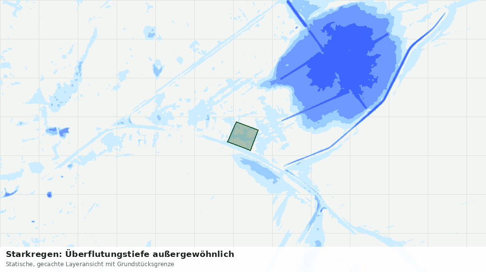 Statische Kartenansicht: Starkregen: Überflutungstiefe außergewöhnlich