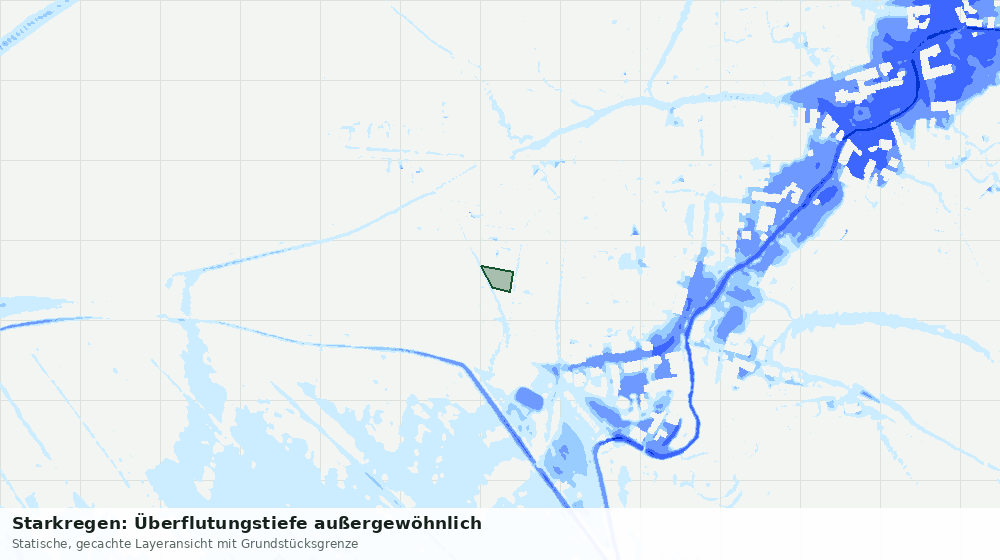 Statische Kartenansicht: Starkregen: Überflutungstiefe außergewöhnlich