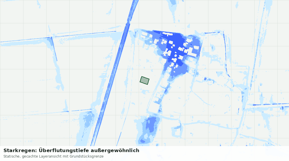 Statische Kartenansicht: Starkregen: Überflutungstiefe außergewöhnlich