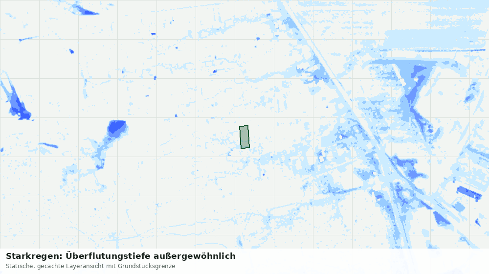 Statische Kartenansicht: Starkregen: Überflutungstiefe außergewöhnlich