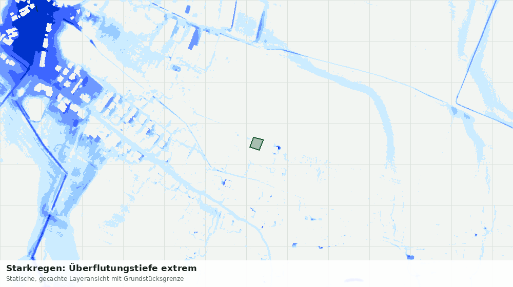 Statische Kartenansicht: Starkregen: Überflutungstiefe extrem