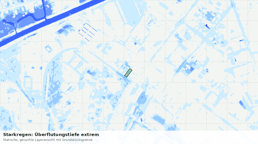 Statische Kartenansicht: Starkregen: Überflutungstiefe extrem