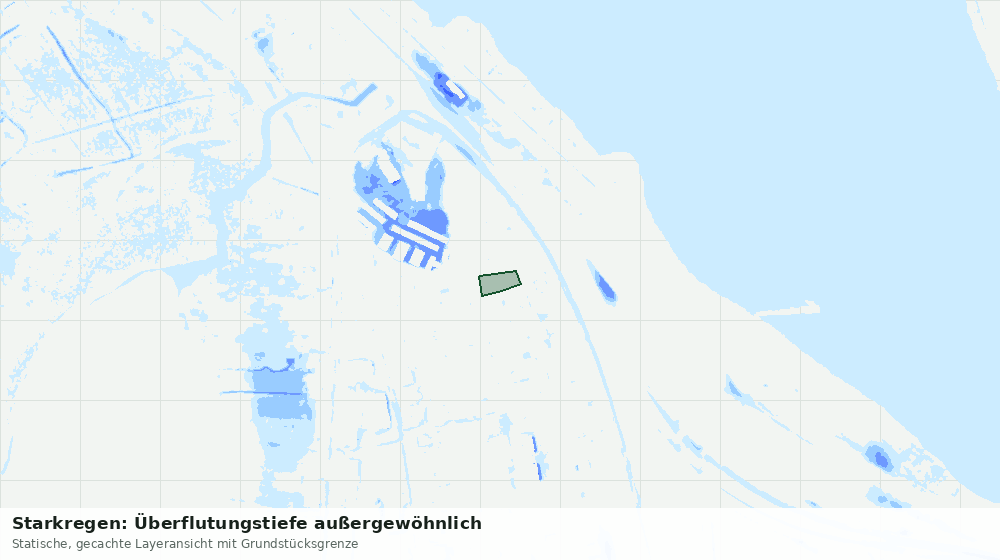 Statische Kartenansicht: Starkregen: Überflutungstiefe außergewöhnlich