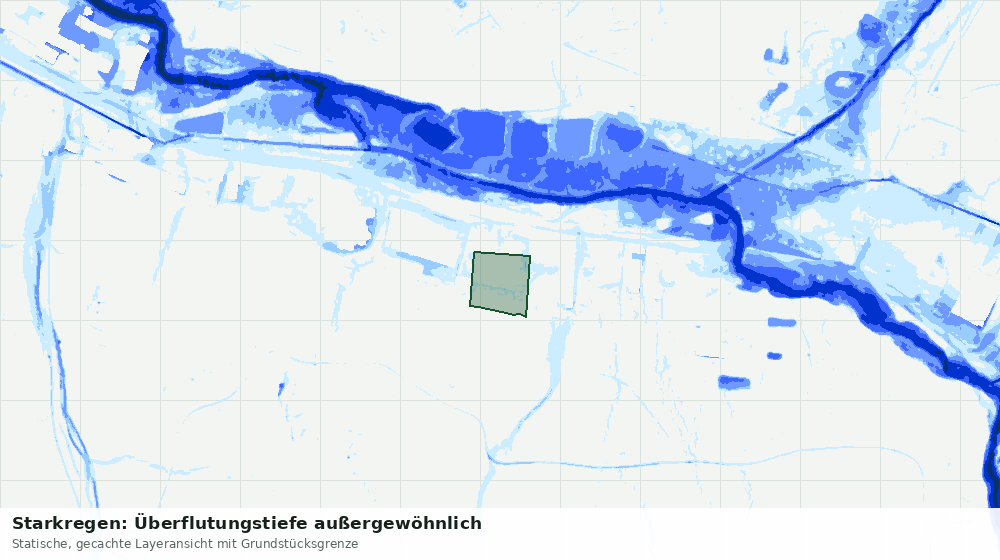 Statische Kartenansicht: Starkregen: Überflutungstiefe außergewöhnlich