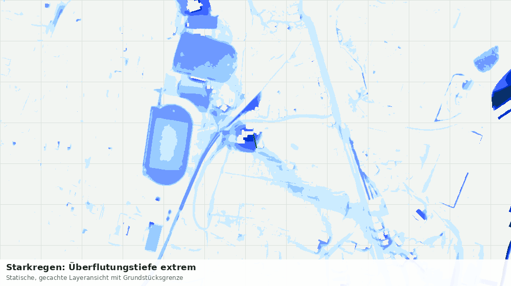 Statische Kartenansicht: Starkregen: Überflutungstiefe extrem