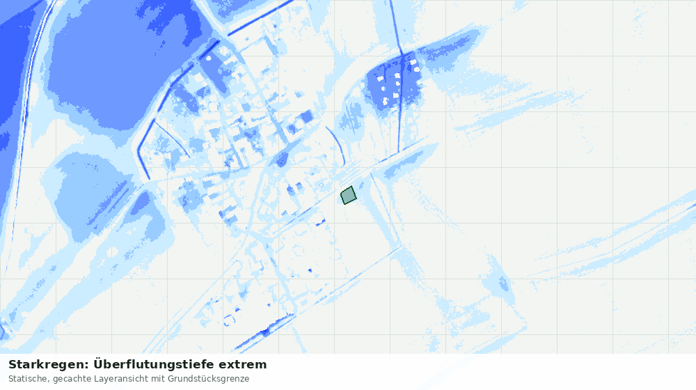 Statische Kartenansicht: Starkregen: Überflutungstiefe extrem