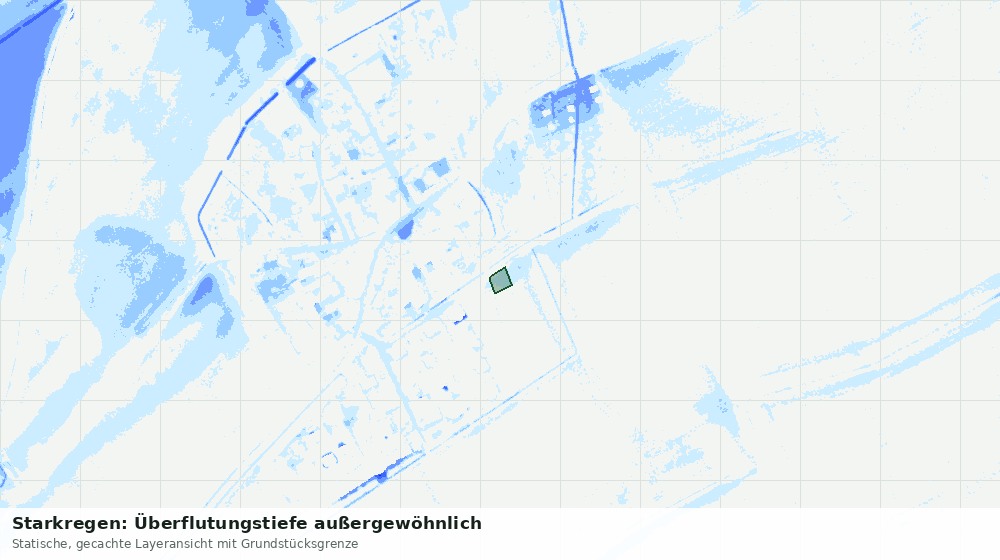 Statische Kartenansicht: Starkregen: Überflutungstiefe außergewöhnlich
