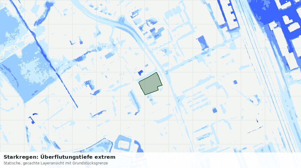 Statische Kartenansicht: Starkregen: Überflutungstiefe extrem