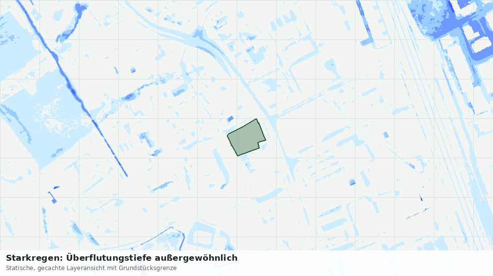 Statische Kartenansicht: Starkregen: Überflutungstiefe außergewöhnlich