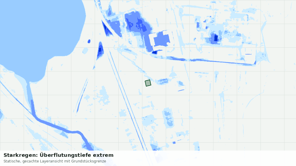 Statische Kartenansicht: Starkregen: Überflutungstiefe extrem