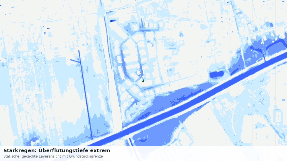 Statische Kartenansicht: Starkregen: Überflutungstiefe extrem