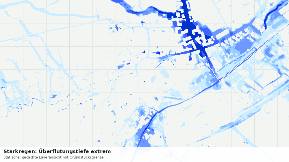Statische Kartenansicht: Starkregen: Überflutungstiefe extrem