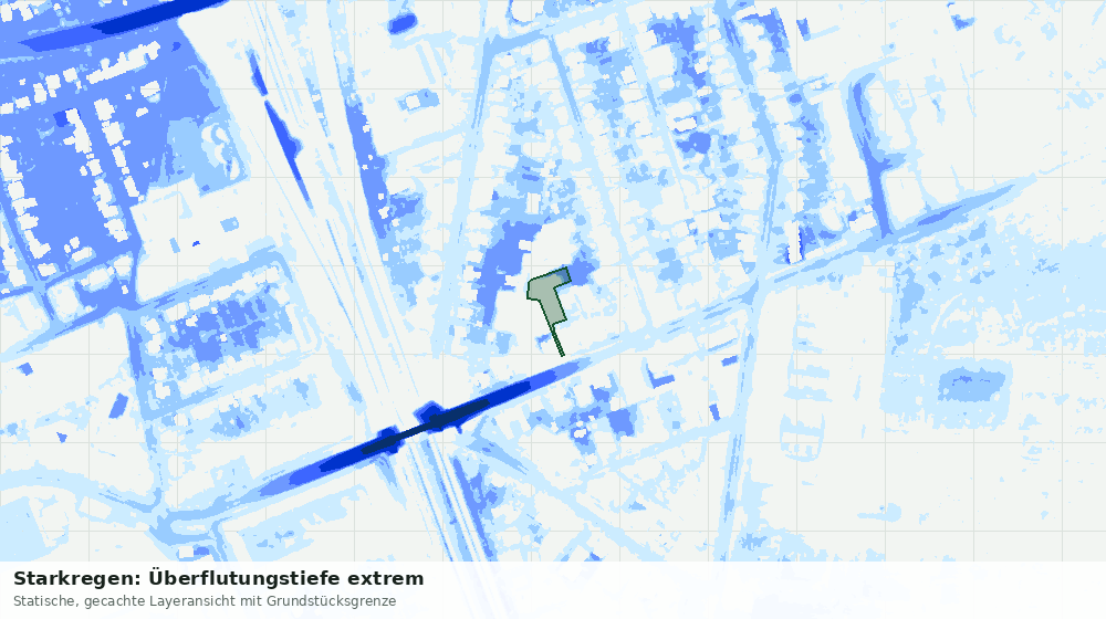 Statische Kartenansicht: Starkregen: Überflutungstiefe extrem