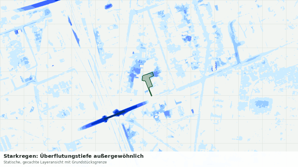Statische Kartenansicht: Starkregen: Überflutungstiefe außergewöhnlich