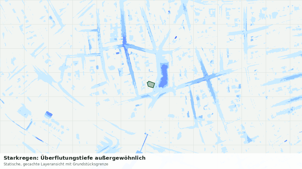 Statische Kartenansicht: Starkregen: Überflutungstiefe außergewöhnlich