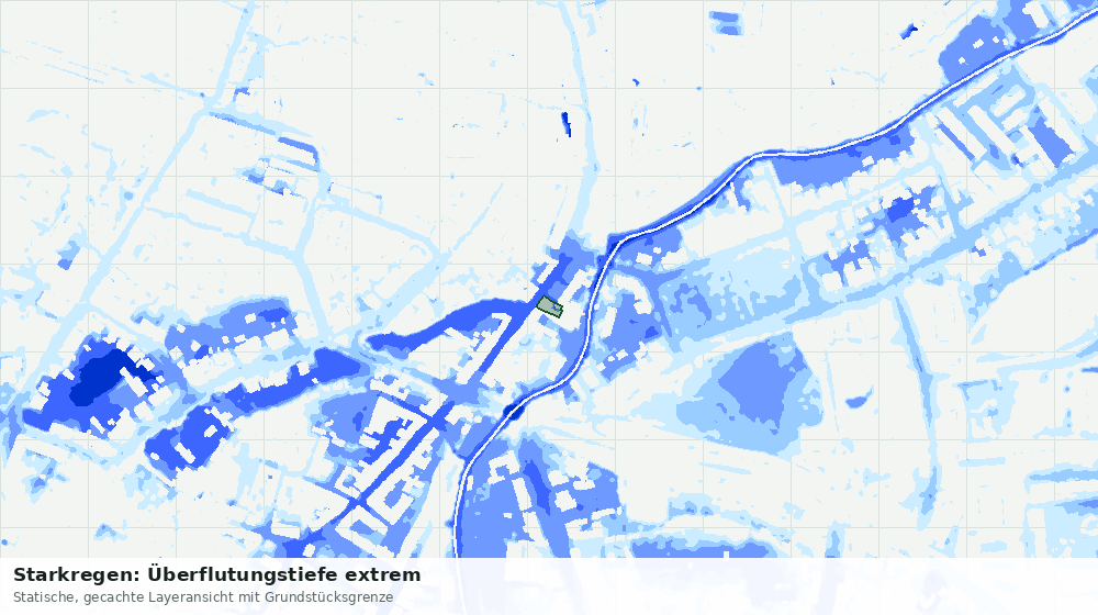Statische Kartenansicht: Starkregen: Überflutungstiefe extrem