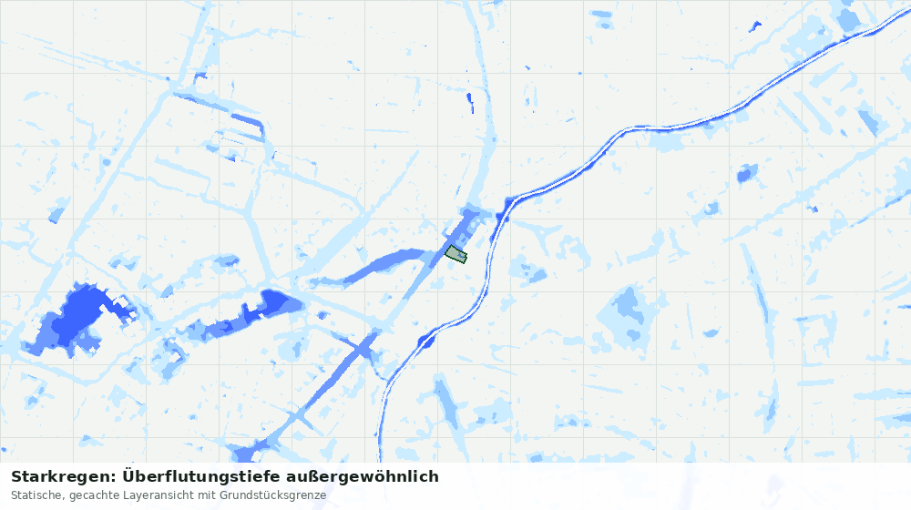 Statische Kartenansicht: Starkregen: Überflutungstiefe außergewöhnlich