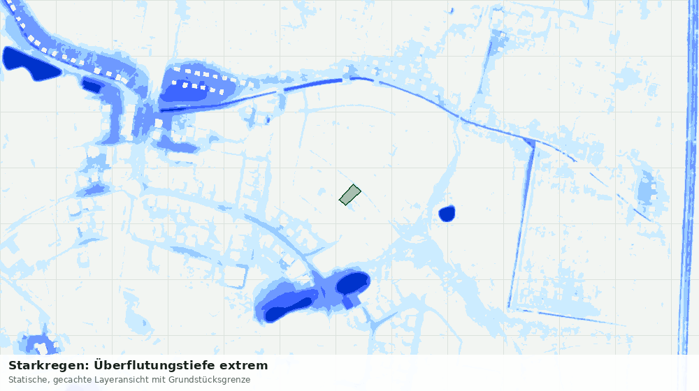 Statische Kartenansicht: Starkregen: Überflutungstiefe extrem