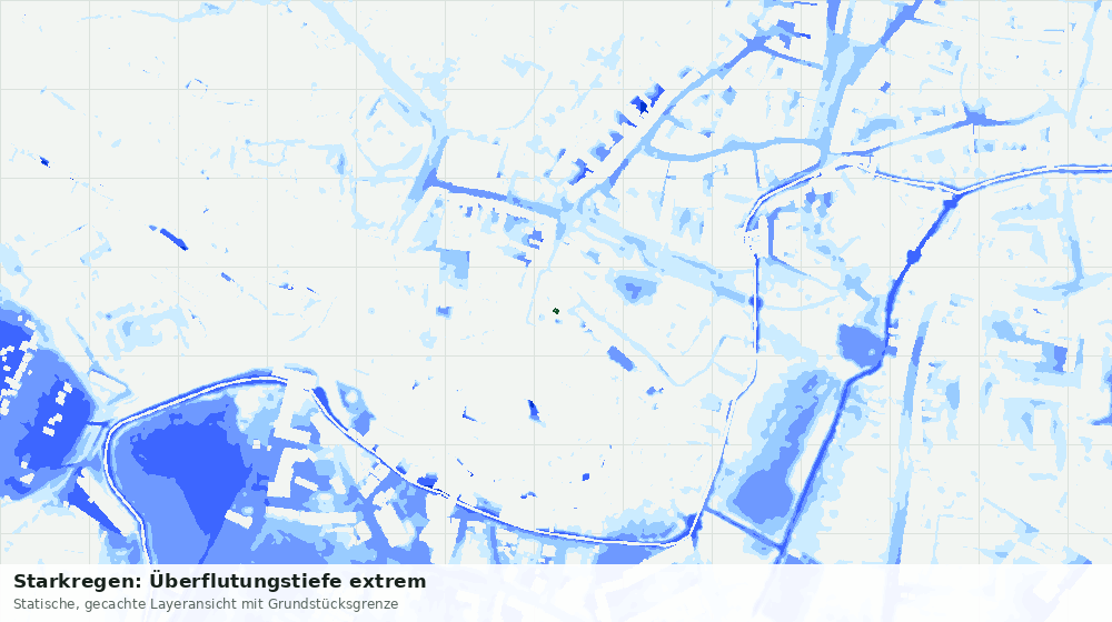 Statische Kartenansicht: Starkregen: Überflutungstiefe extrem