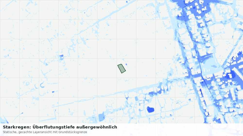 Statische Kartenansicht: Starkregen: Überflutungstiefe außergewöhnlich