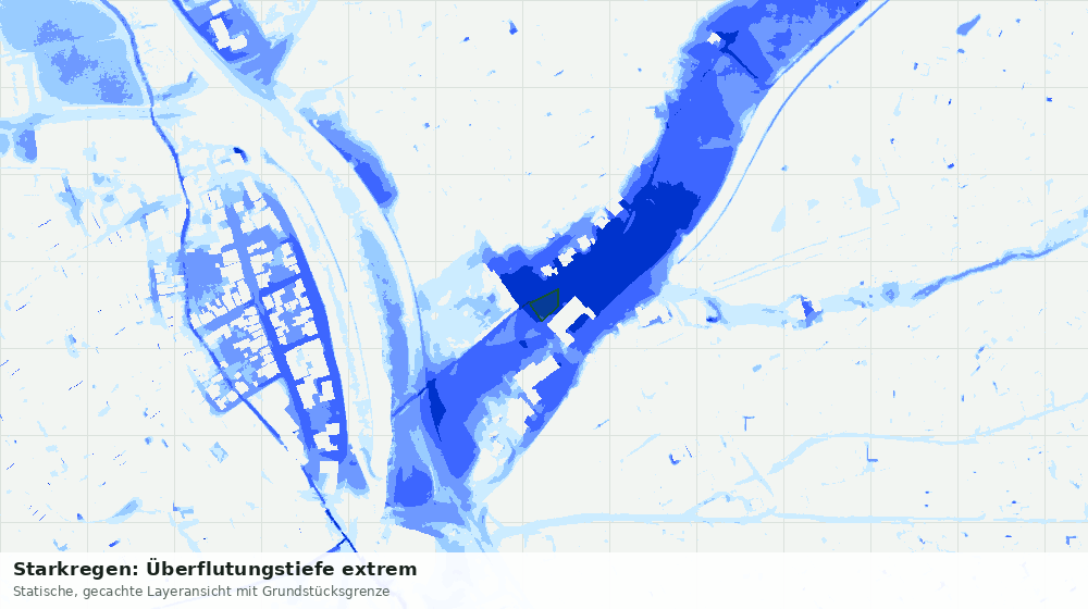 Statische Kartenansicht: Starkregen: Überflutungstiefe extrem