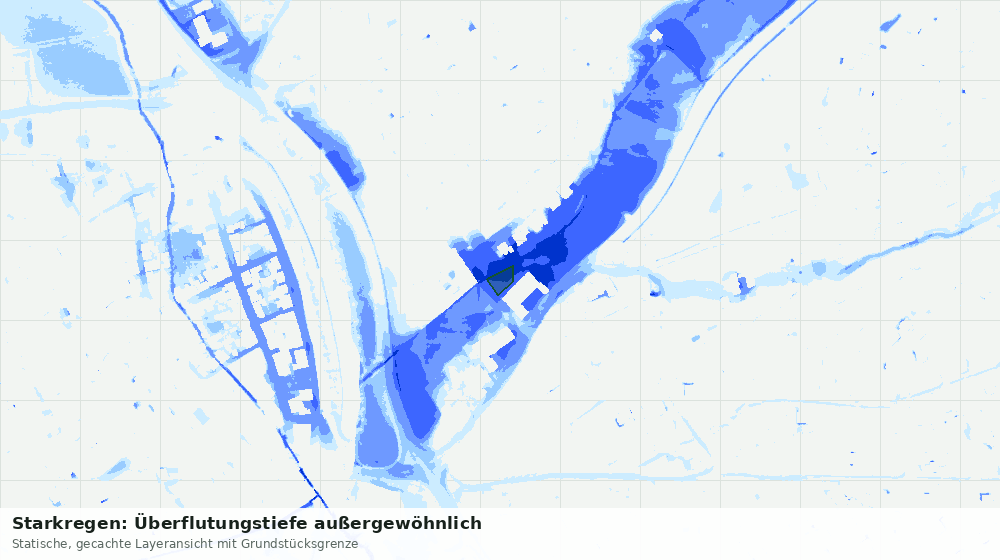 Statische Kartenansicht: Starkregen: Überflutungstiefe außergewöhnlich