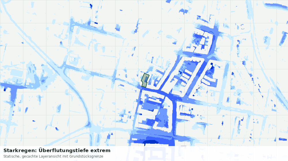 Statische Kartenansicht: Starkregen: Überflutungstiefe extrem