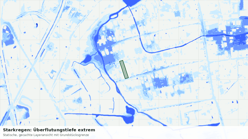 Statische Kartenansicht: Starkregen: Überflutungstiefe extrem