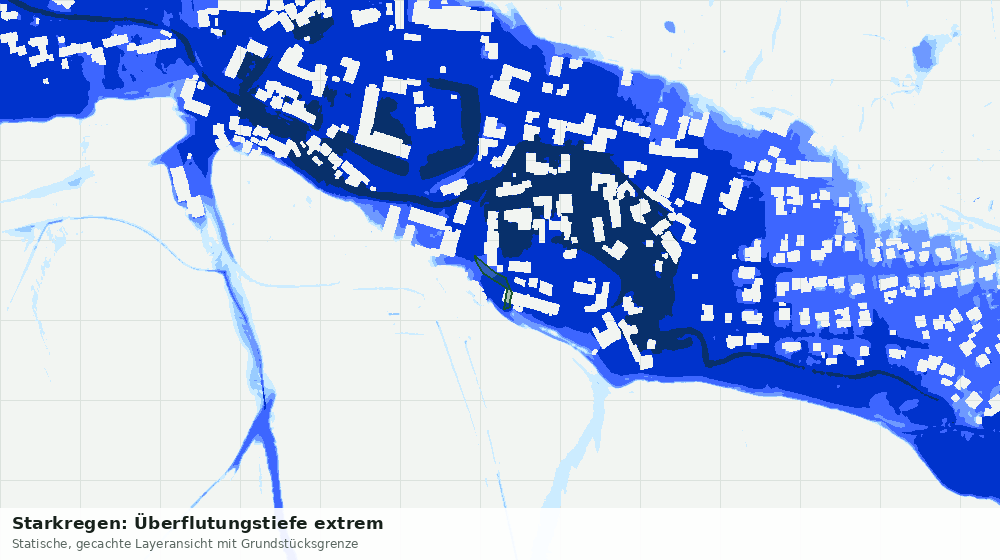 Statische Kartenansicht: Starkregen: Überflutungstiefe extrem